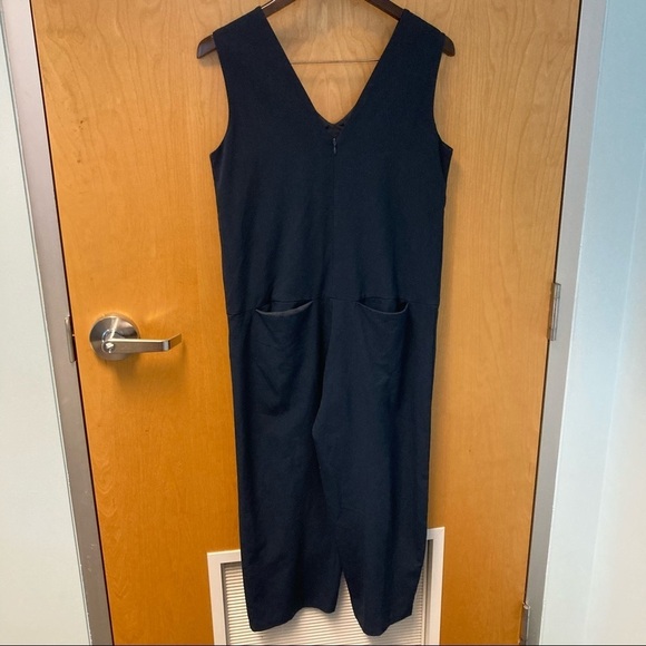 𝅺OAK + FORT Sz XS Navy Jumpsuit With Front & Back Pocket Straight Leg Oversized - Picture 5 of 8